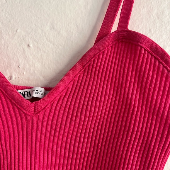 Zara Fuchsia Ribbed Tank Top - Picture 2 of 4